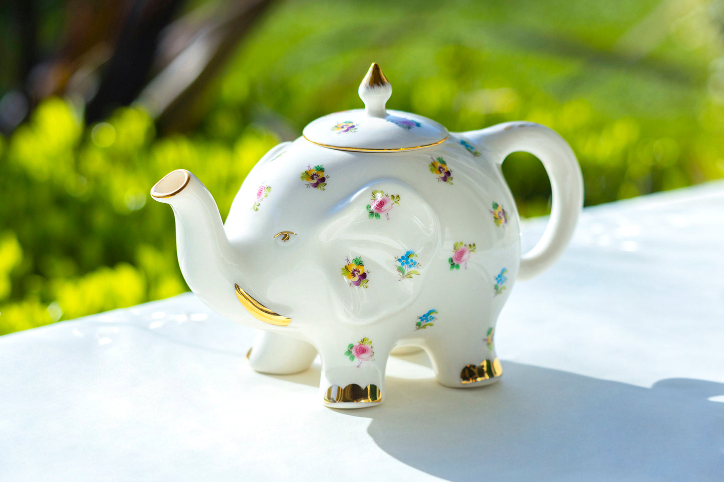 Grace Teaware Floral Elephant Fine Porcelain Teapot