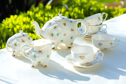 floral elephant gold grace teaware tea set