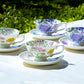 Flower Field Bone China Tea Cup and Saucer Set of 4