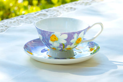 Daffodil with Pastel Purple Bone China Tea Cup