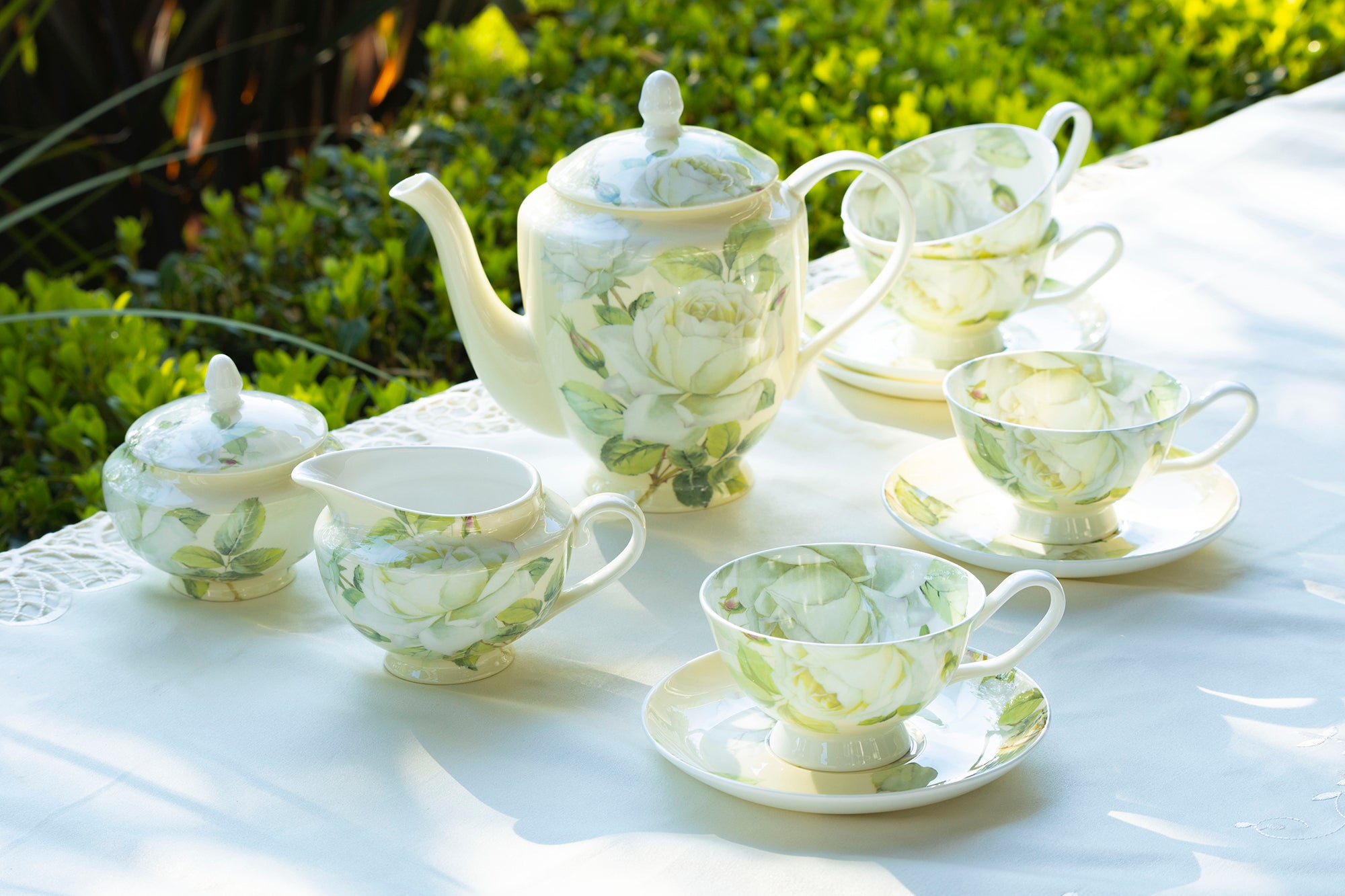 Iceberg Rose Bone China 11-Piece Tea Set