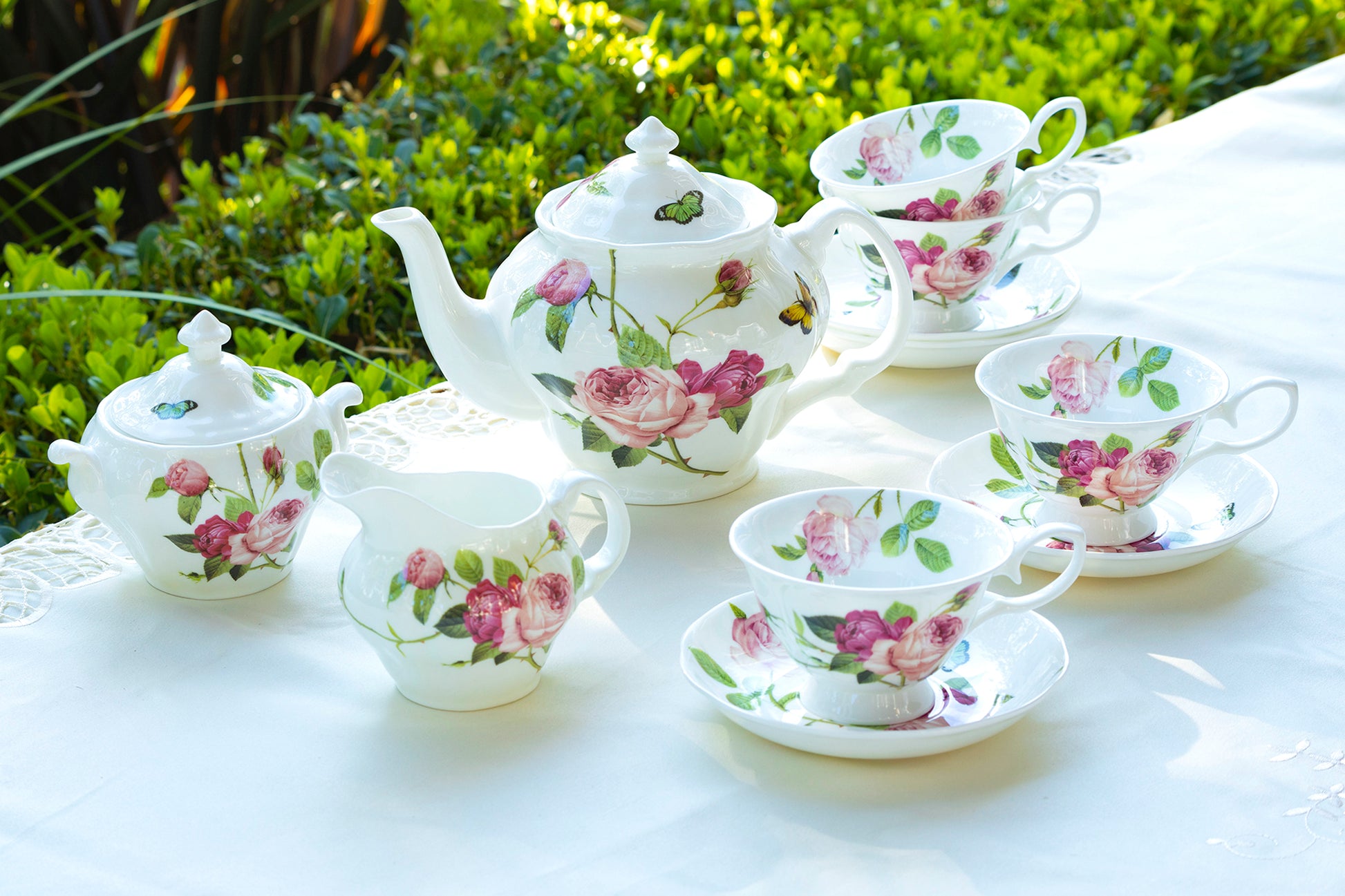 Classic Kensington Rose Butterfly Tea Set
