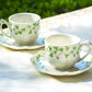 Grace Teaware Shamrock Fine Porcelain Tea Cup and Saucer Set of 2