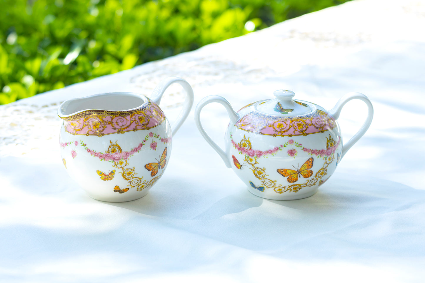 classic floral sugar creamer ceramic