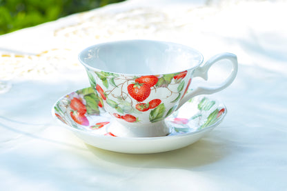 strawberry bone china tea cup