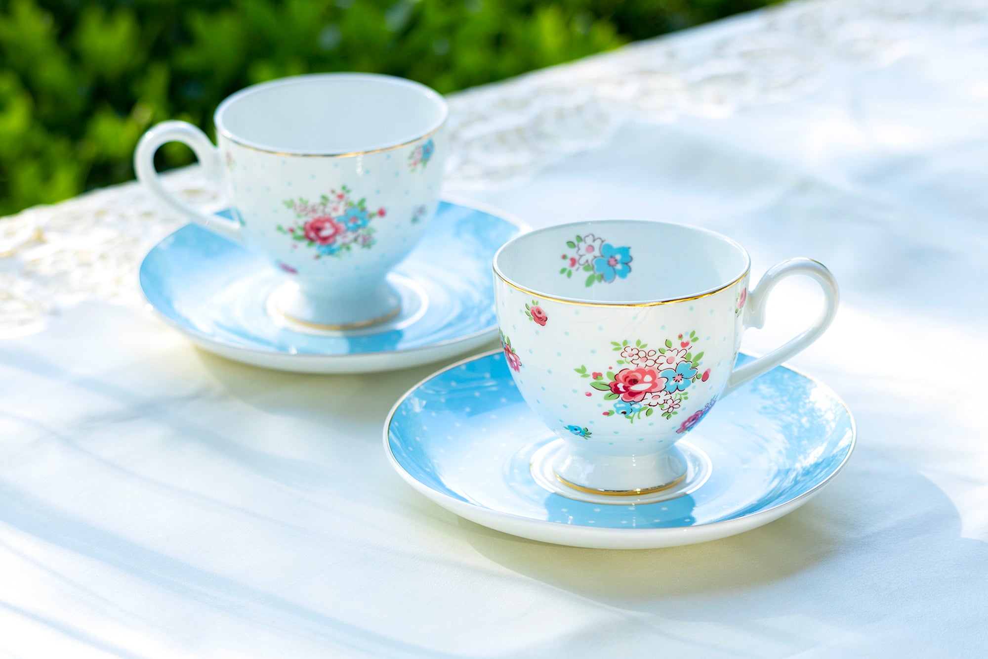 Beautiful four trio of Foley orders tea cups and saucers turquoise blue and gold, English bone china, tea cups, gift set for her