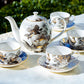 Grace Teaware Black Gold Peony Fine Porcelain 9-piece Tea Set