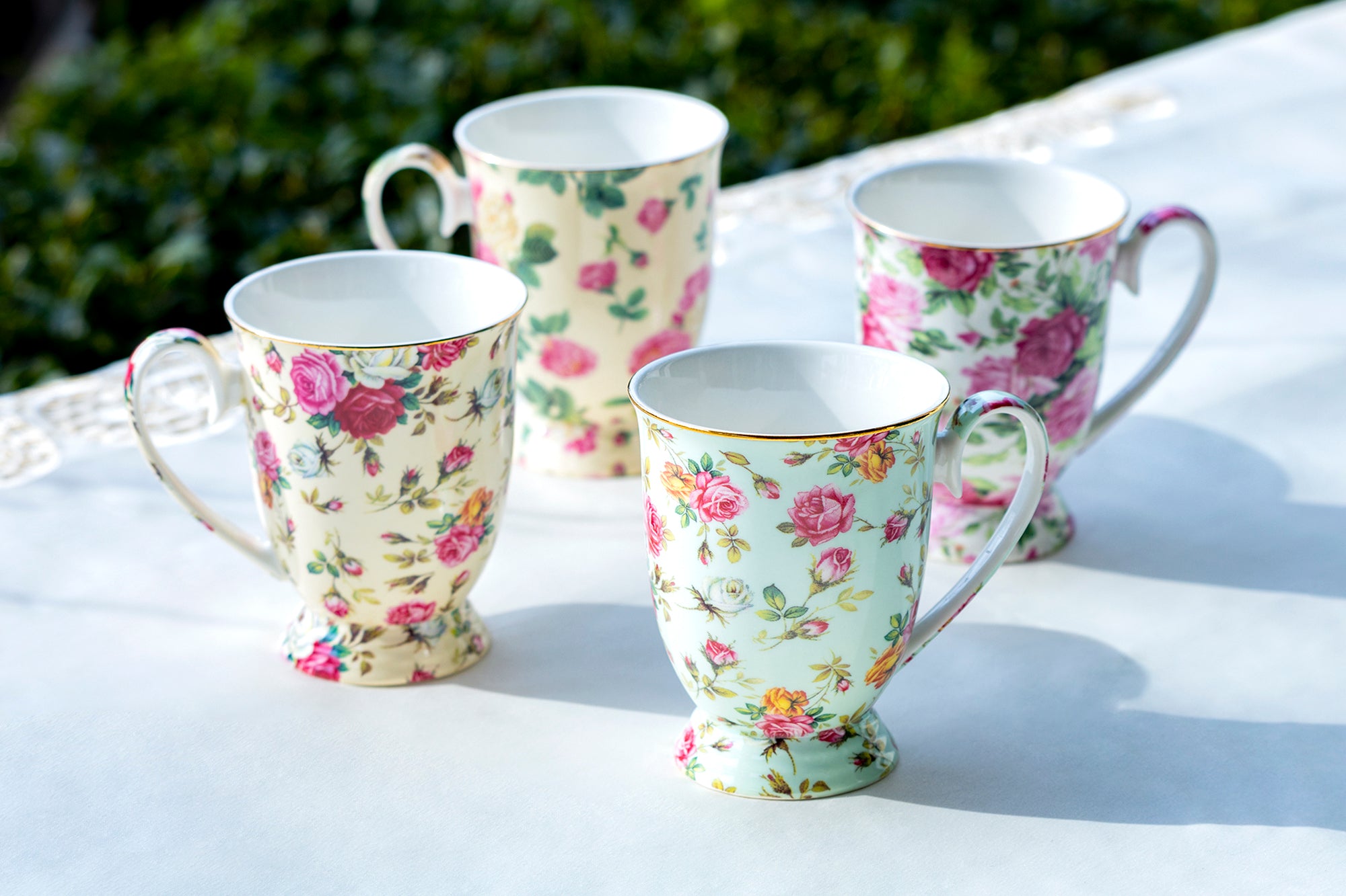 Grace Teaware Gracie China Assorted Rose Chintz Fine Porcelain Mug Set of 4 GracieChinaShop