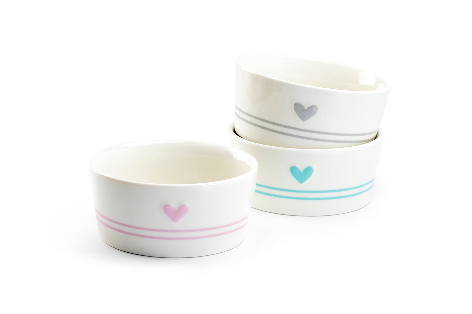 Raised Heart Ceramic Pet Bowl