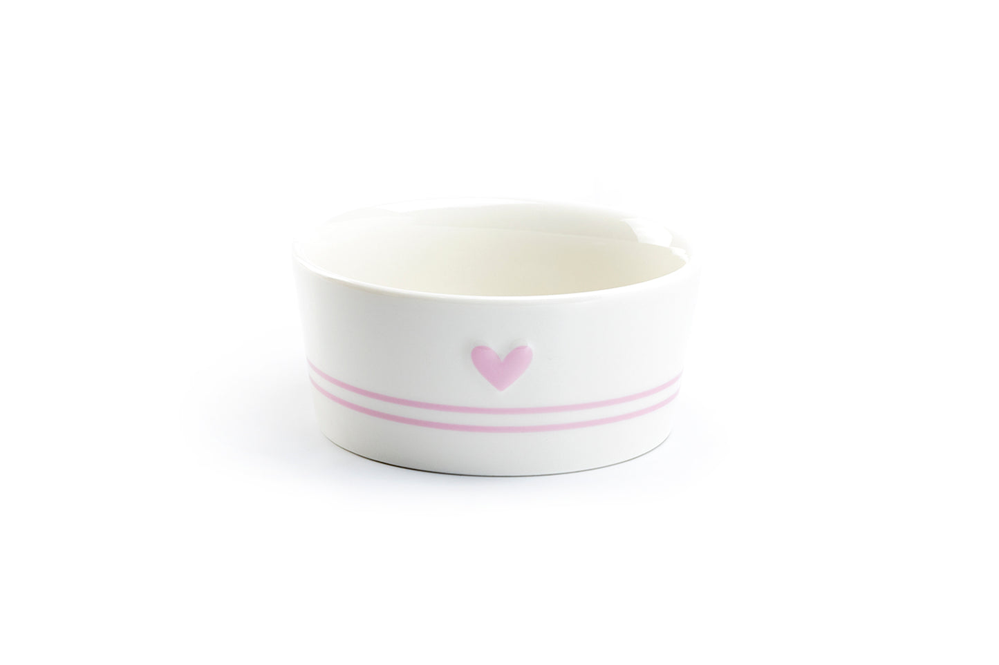 Pink Raised Heart Ceramic Pet Bowl with Paw Print Teacup's Diner