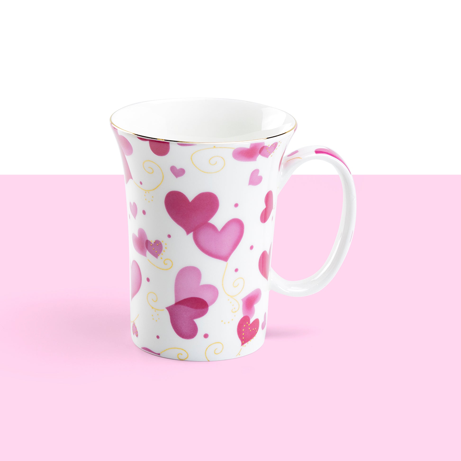 Grace Teaware Gracie Bone China Lucy's Love Pink Hearts Mug