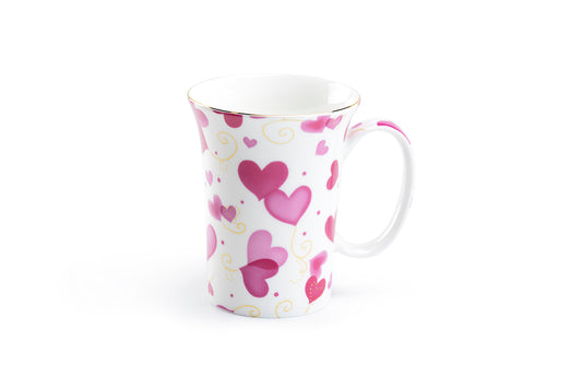 Gracie Bone China Lucy's Love Pink Hearts Mug