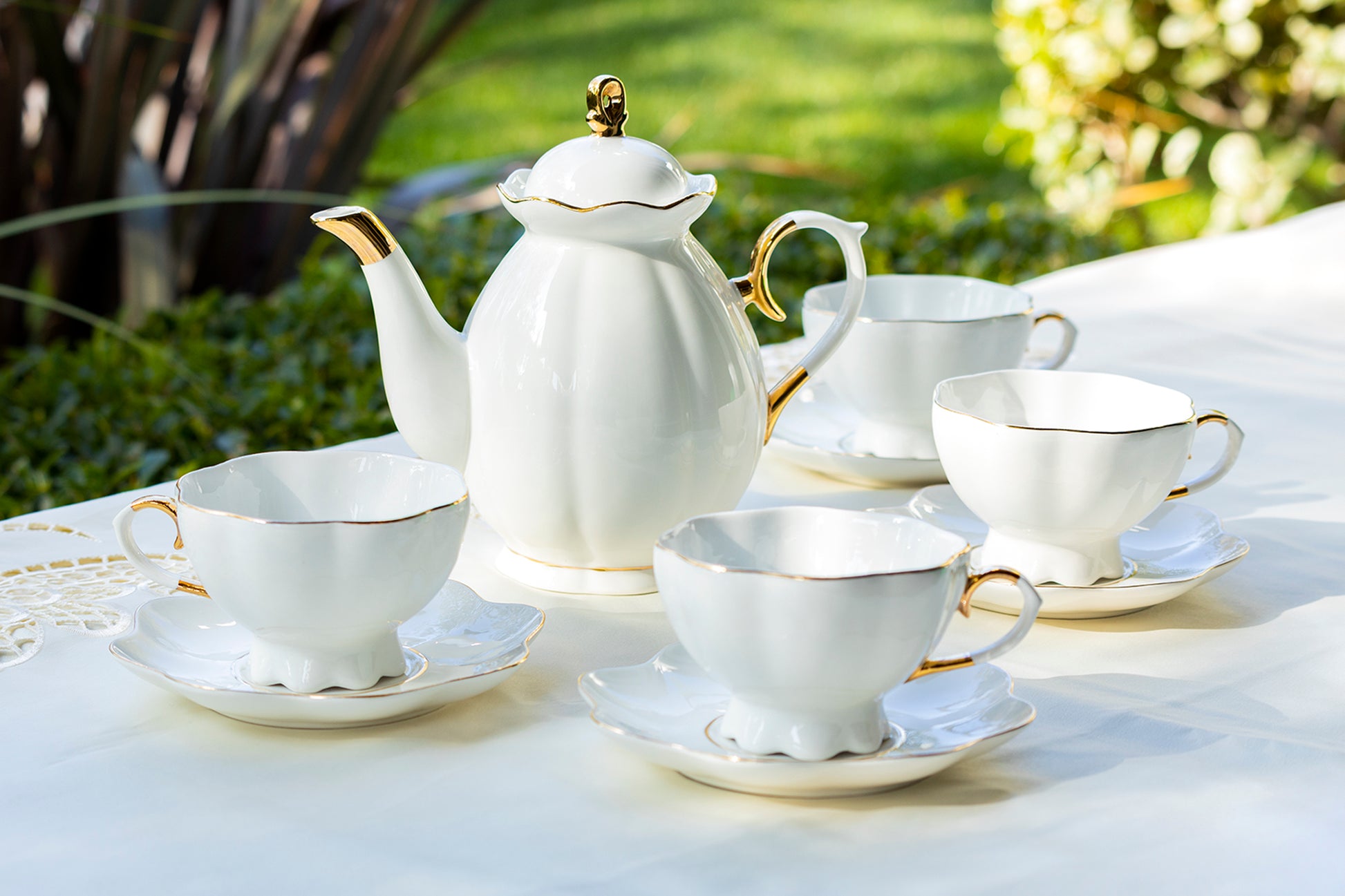 Grace Teaware White Gold Tea Set