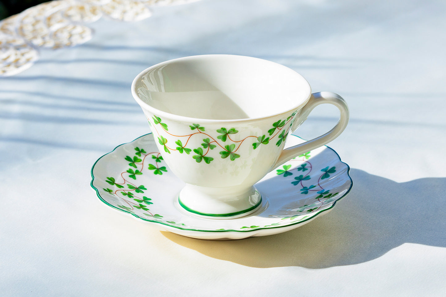 Grace Teaware Shamrock Fine Porcelain Tea Cup and Saucer