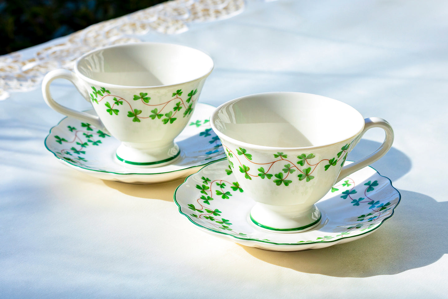 Grace Shamrock Fine Porcelain Tea Cup and Saucer