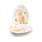 Grace Pantry Spring Flowers Bunny Ceramic Egg Shape Plate Set of 4