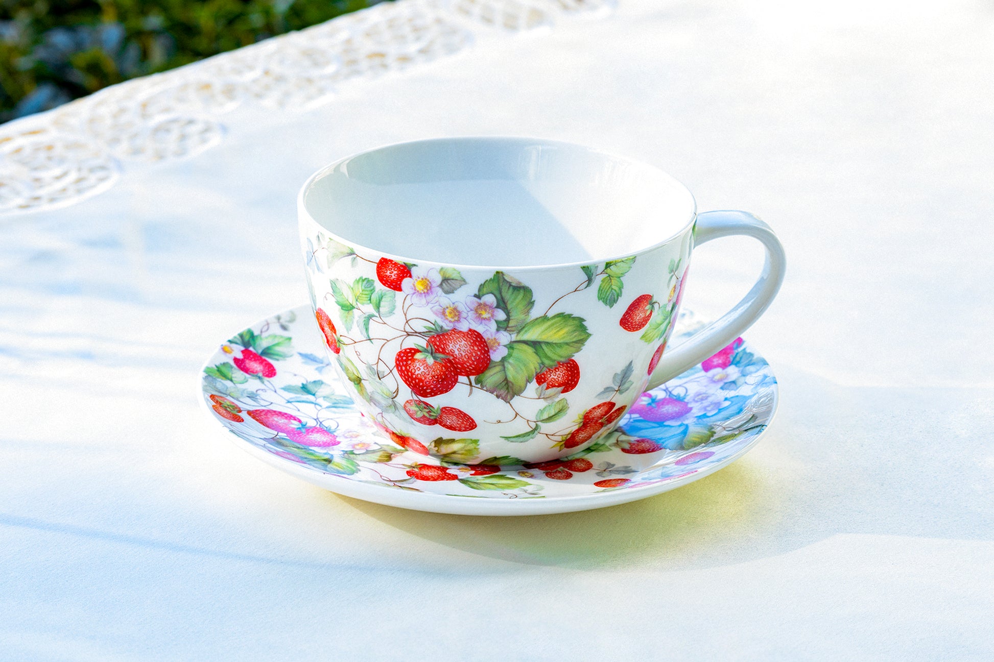 Gracie China Strawberry Cup and Saucer