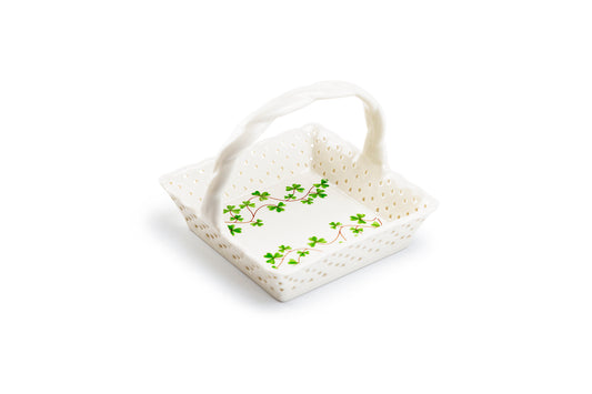 Grace Teaware Shamrock Clover 5" Fine Porcelain Tea Bag Basket