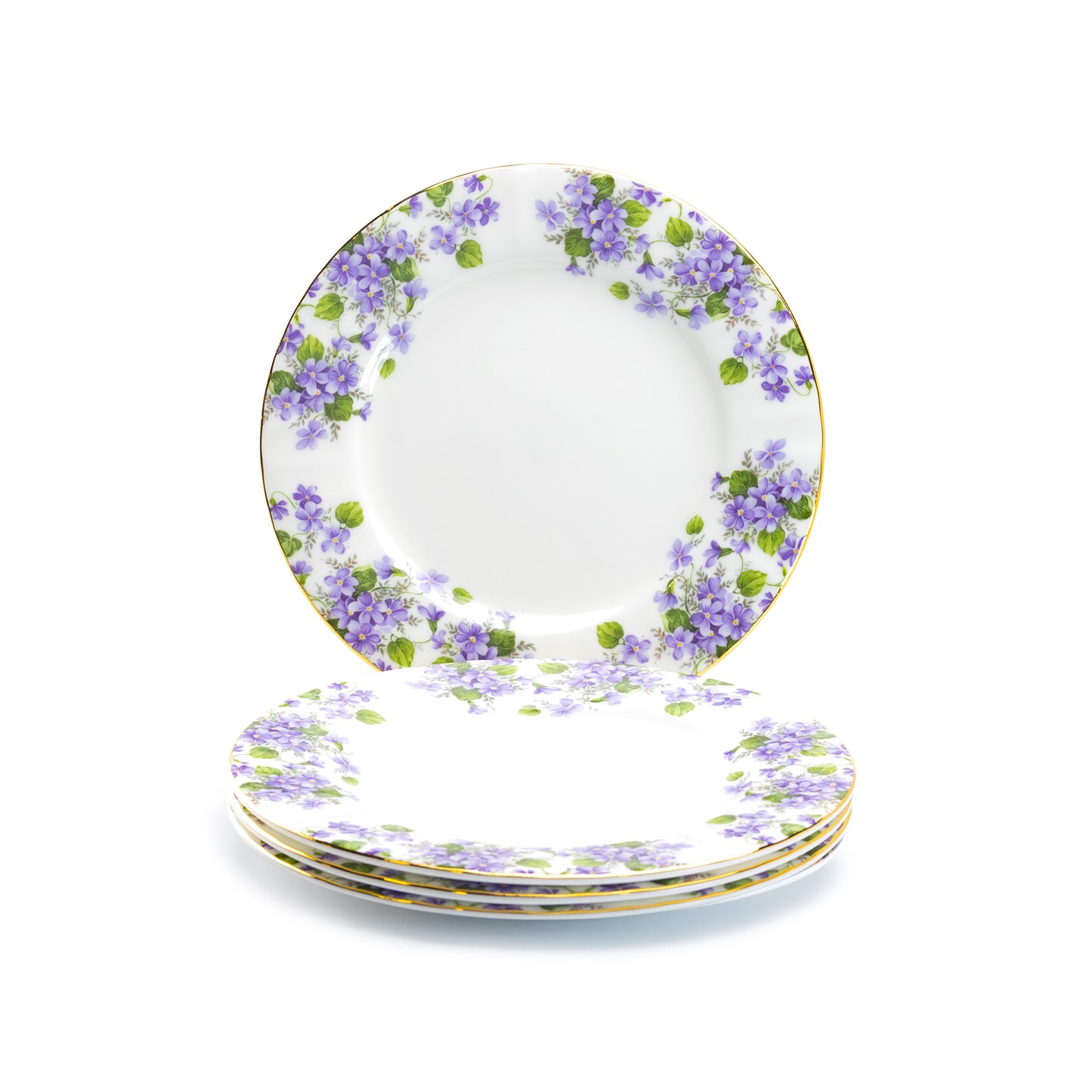 Violet Flower Bone China Dessert Plate