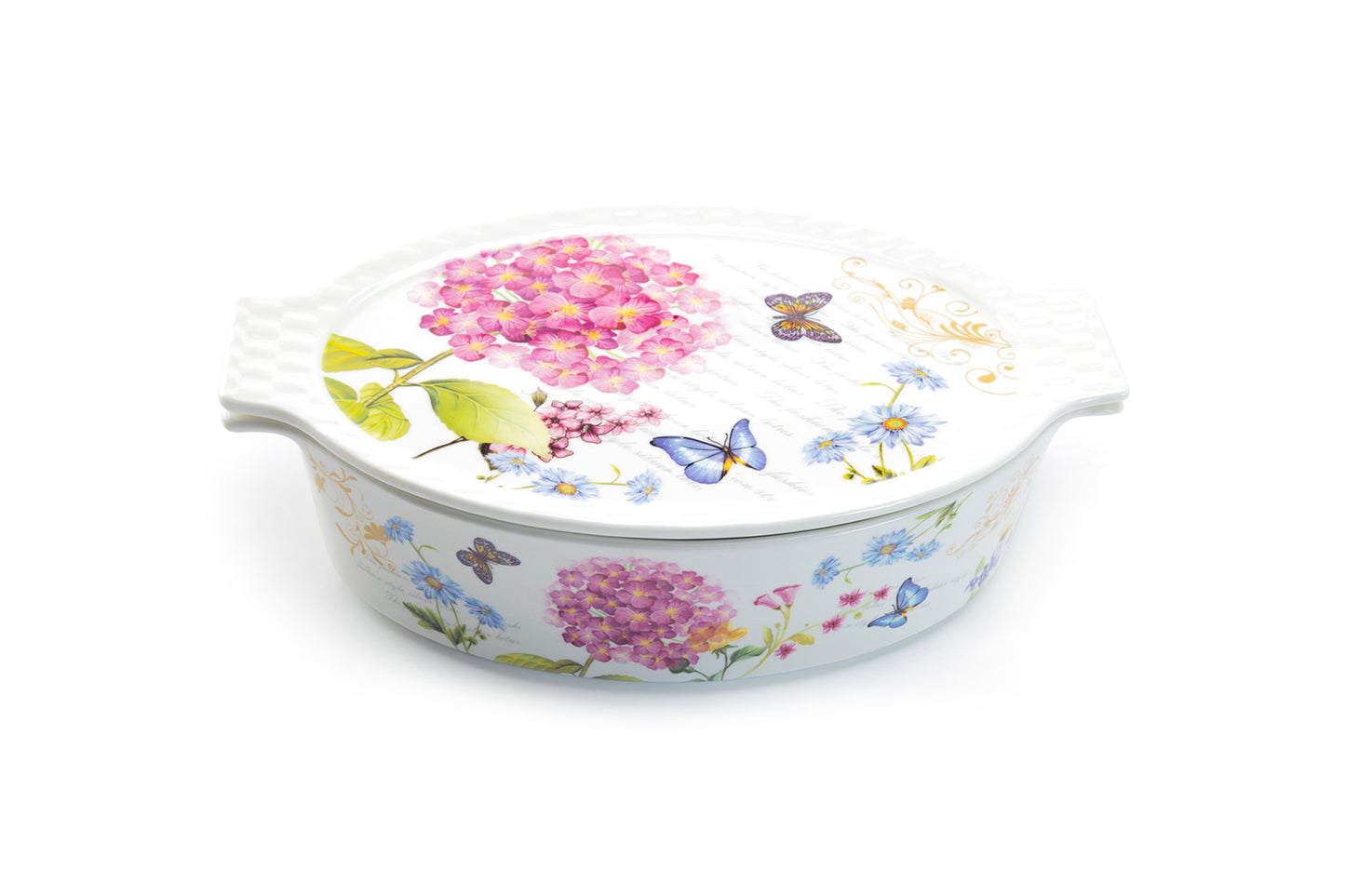 Grace Pantry 12" Hydrangea Butterfly 1.4 qt. Oval Baking Dish