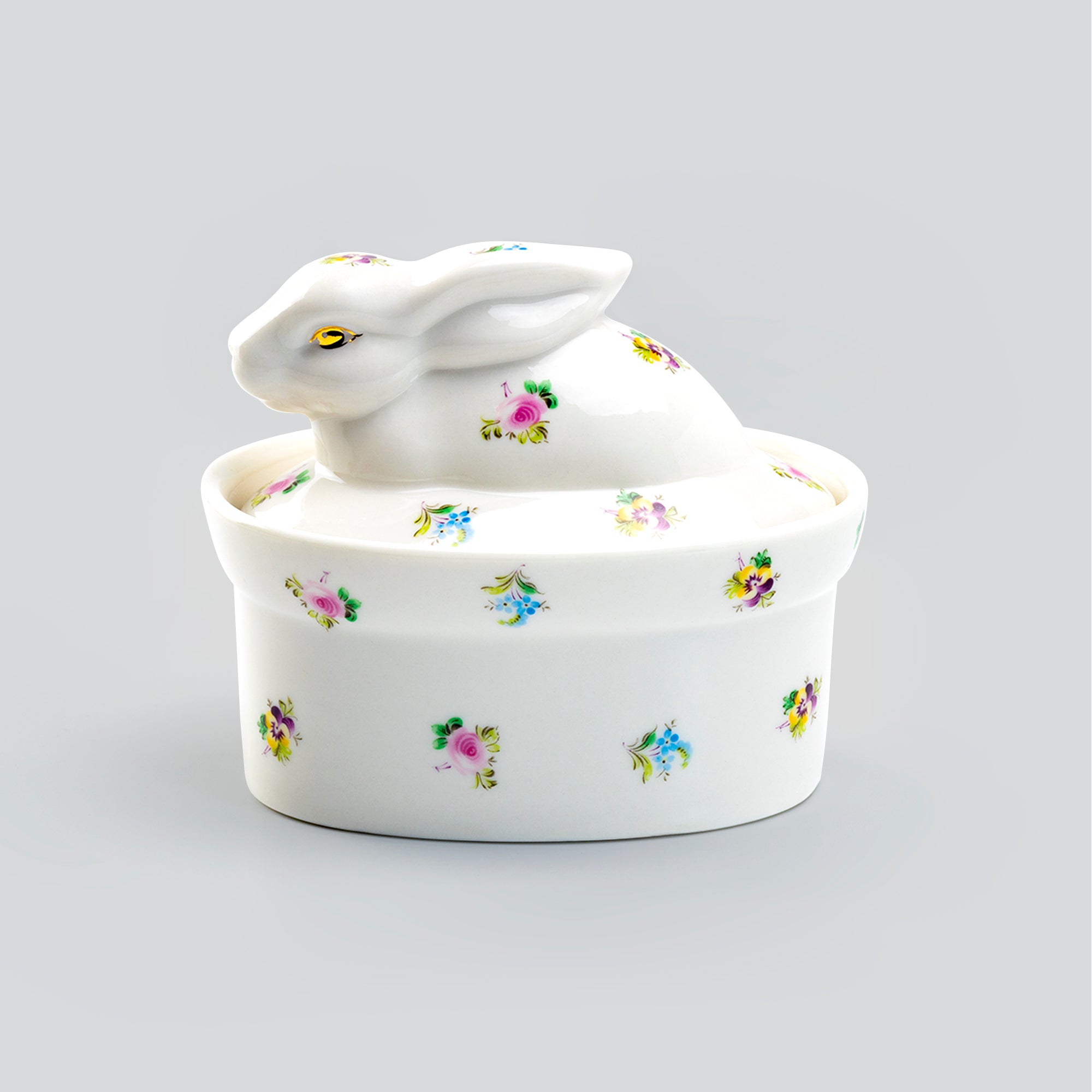 Pansy Floral Bunny Figurine Fine Porcelain Sugar u0026 Creamer Set