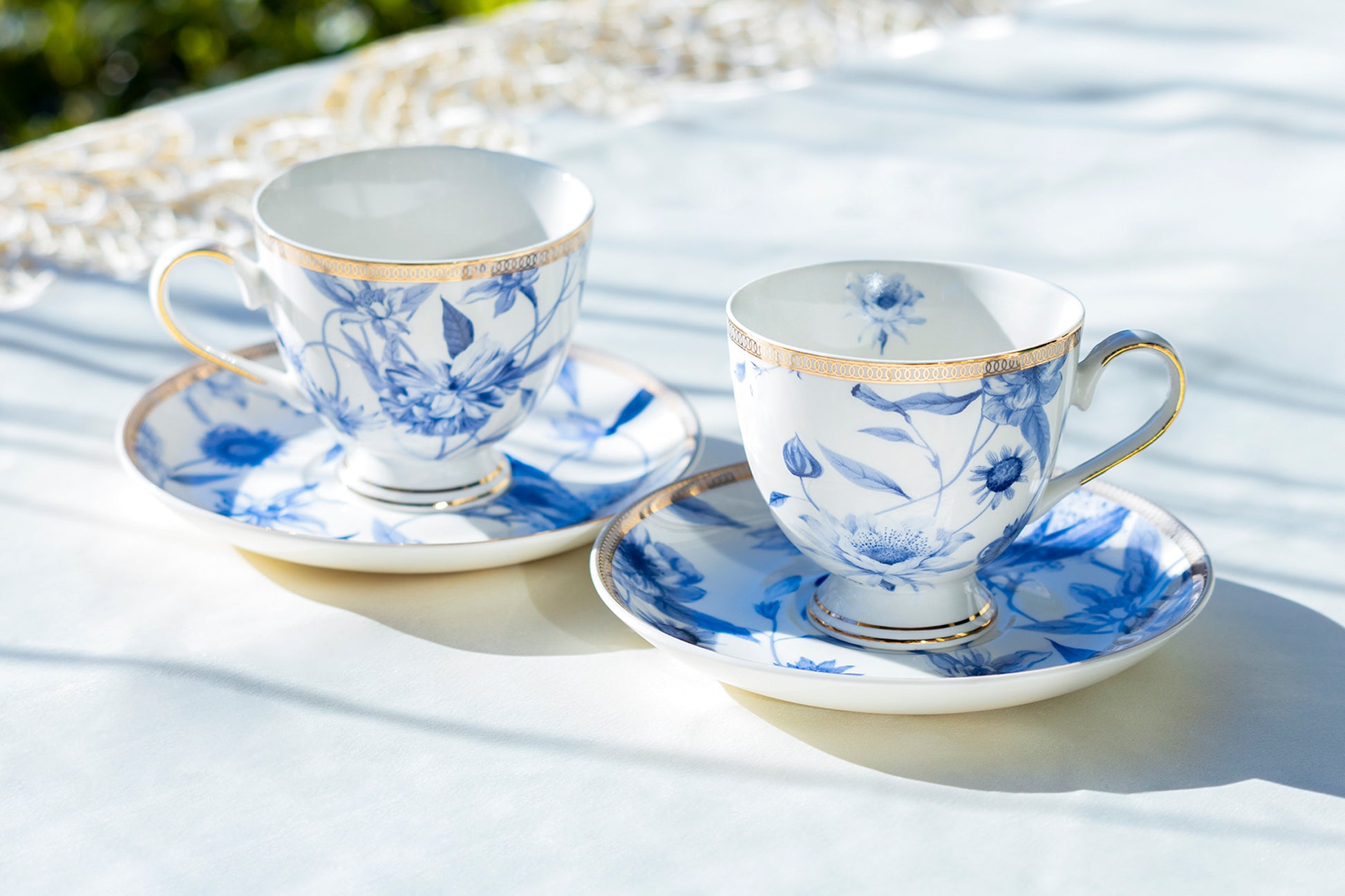 Grace Teaware Blue Flowers with Hummingbird Porcelain Tea Cup and
