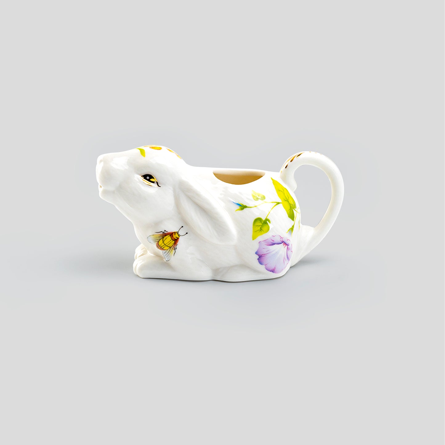 Grace Teaware Morning Glory Floral Bunny Figurine Fine Porcelain Creamer