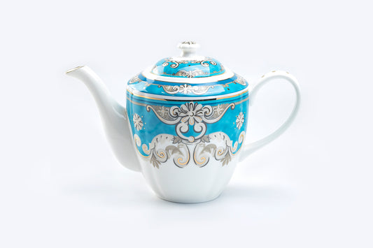 Venetian Blue Scroll Porcelain Teapot