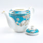 Venetian Blue Scroll Porcelain Teapot