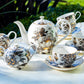 Grace Teaware Black Gold Peony Fine Porcelain 11-piece Tea Set