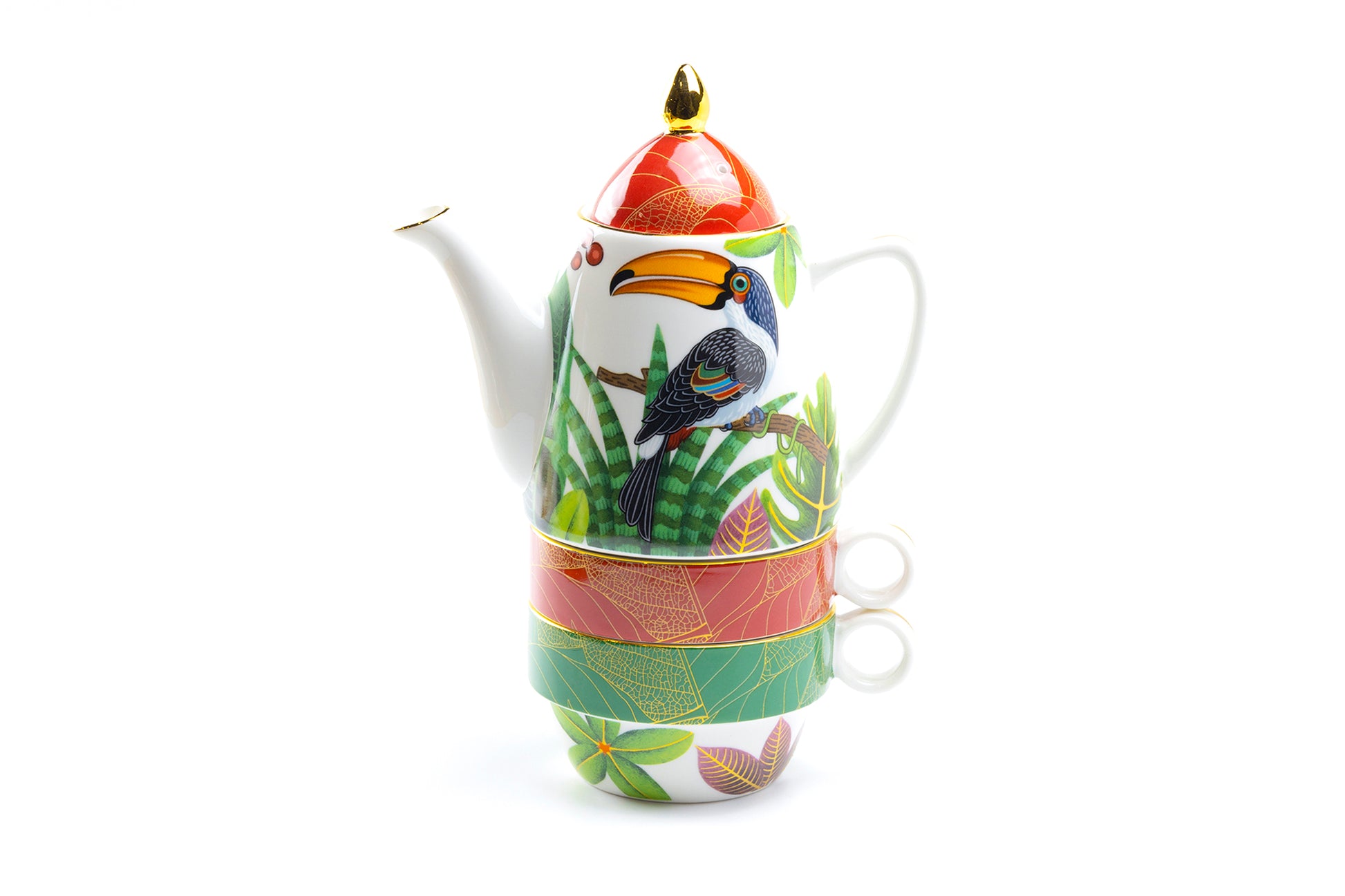 Stechcol Gracie China Toucan Botanical Fine Porcelain Tea For Two