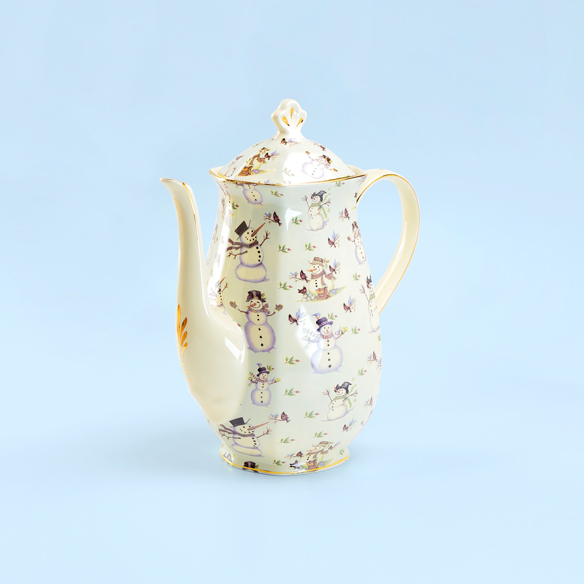 Grace Teaware Holiday Snowman Fine Porcelain Chocolate Pot 40oz Capacity
