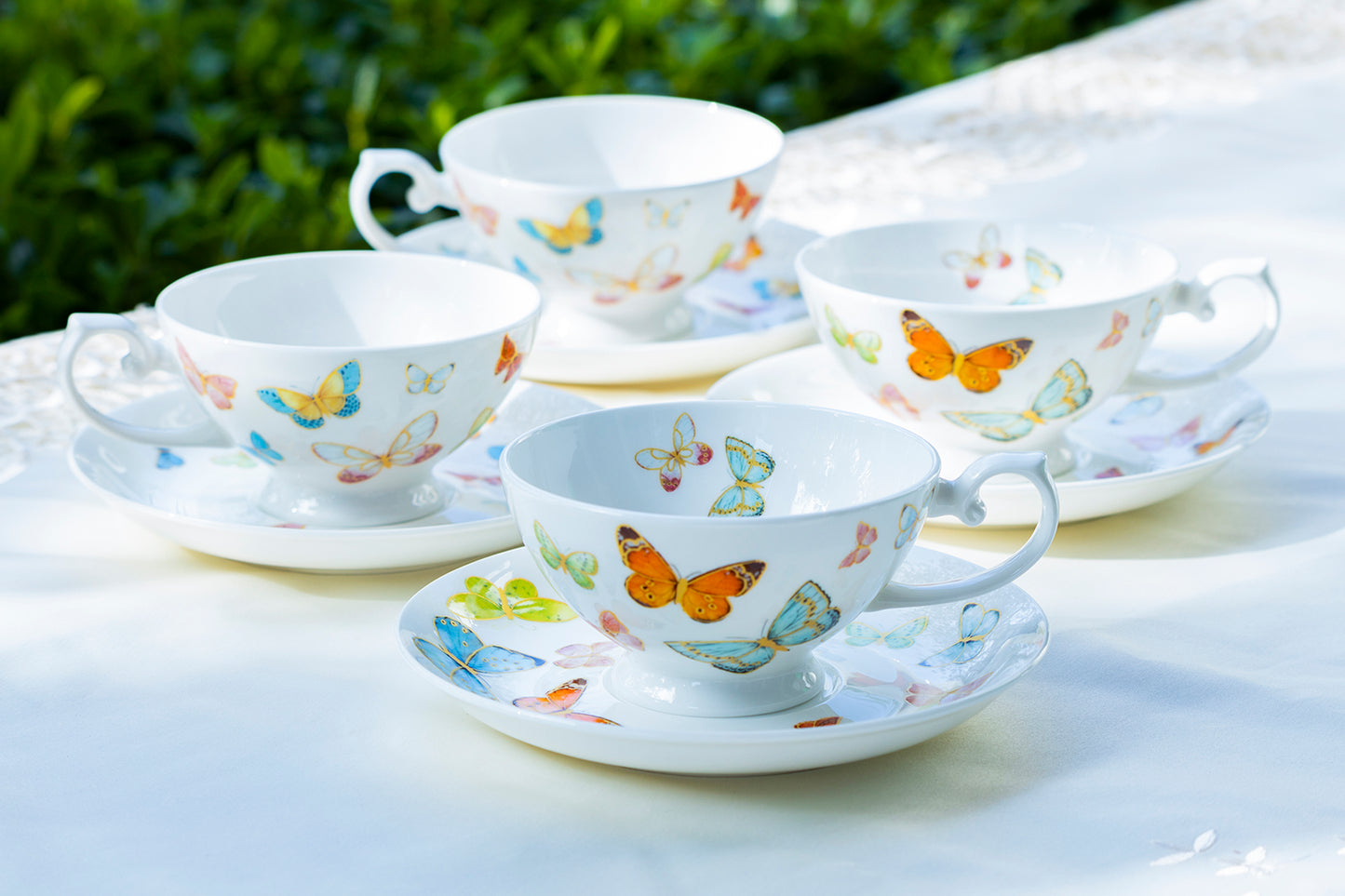 Grace Teaware Butterfly Bone China Tea Cup and Saucer