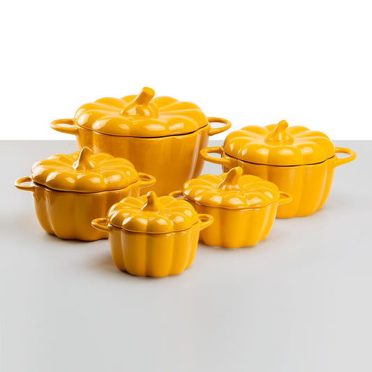 pumpkin shape serving bowls with lids