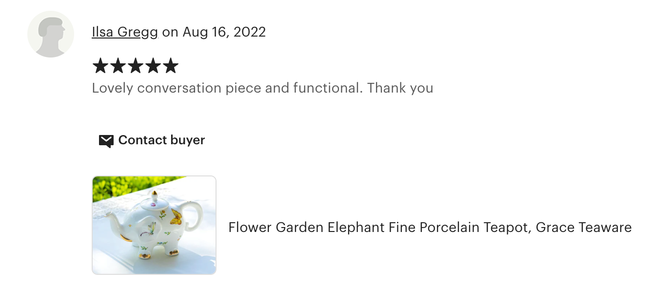 Summer Garden Elephant Fine Porcelain Teapot