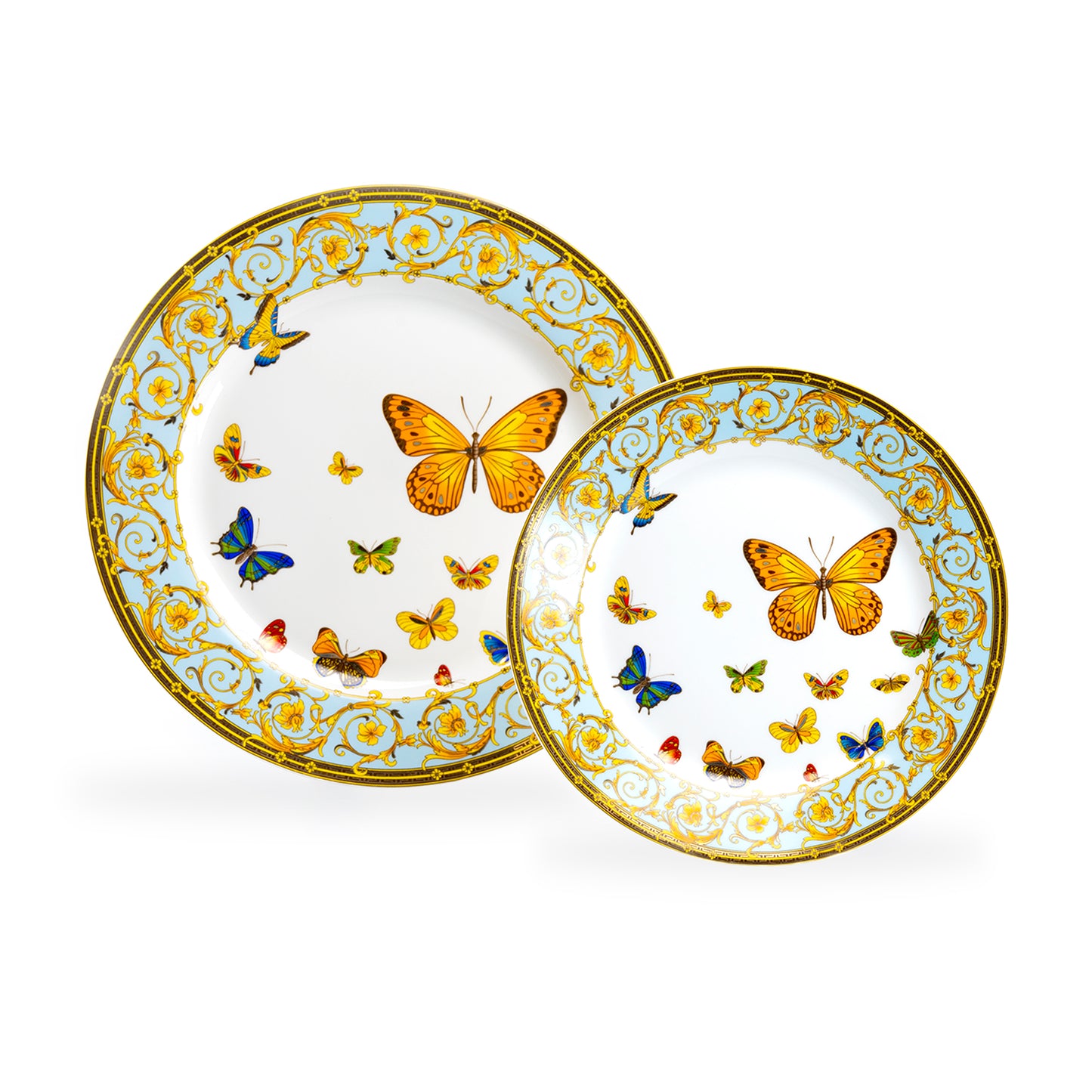 Butterflies with Blue Ornament Fine Porcelain Cup and Saucer