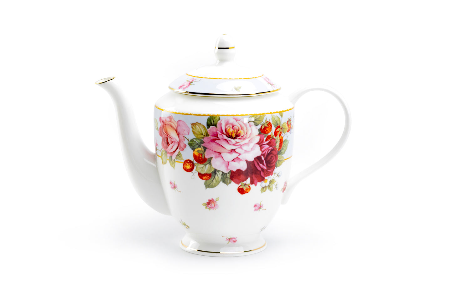 Stechcol Gracie Bone China Peony and Strawberry Bone China Teapot