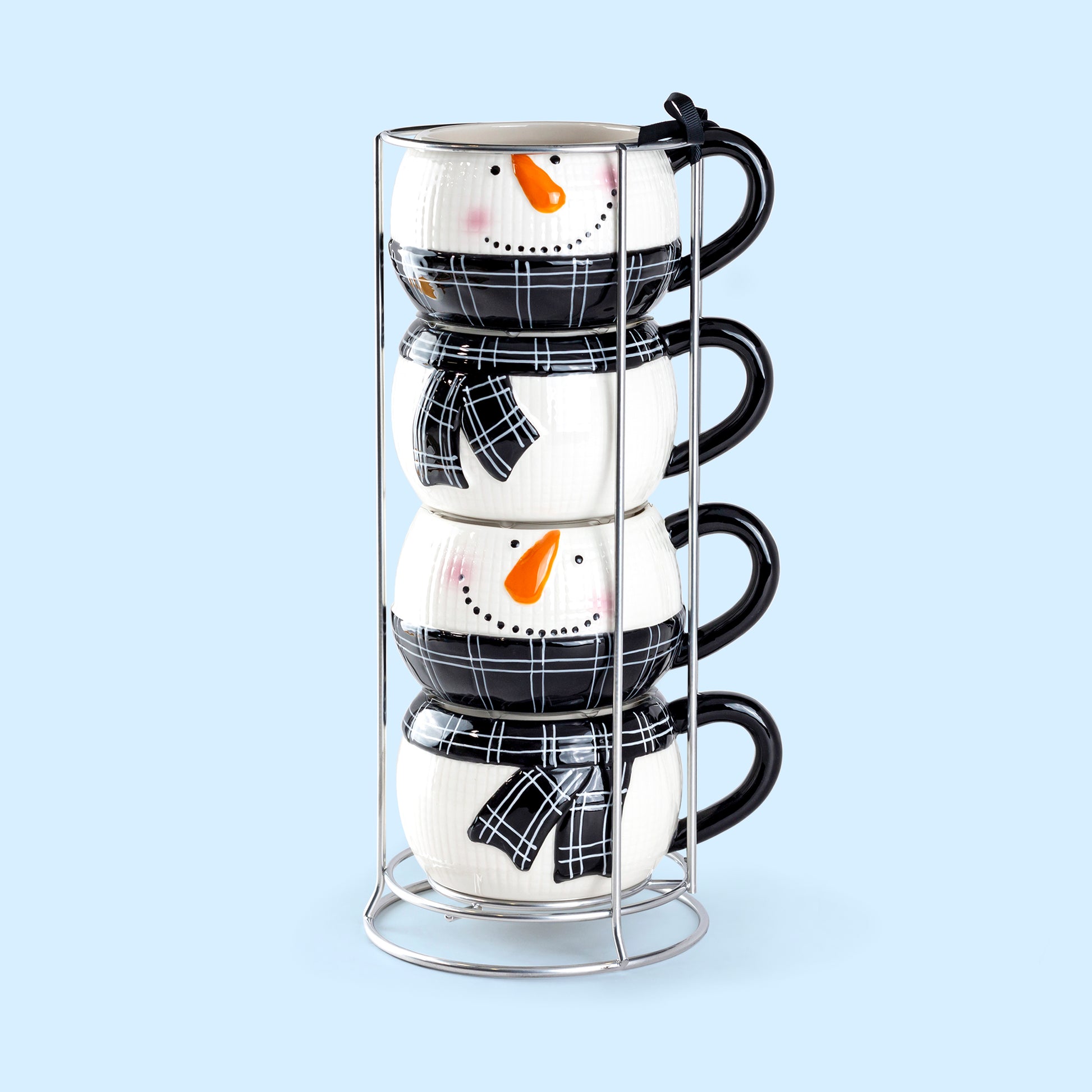 Snowman Stackable Tower Coffee Mug Set of 4