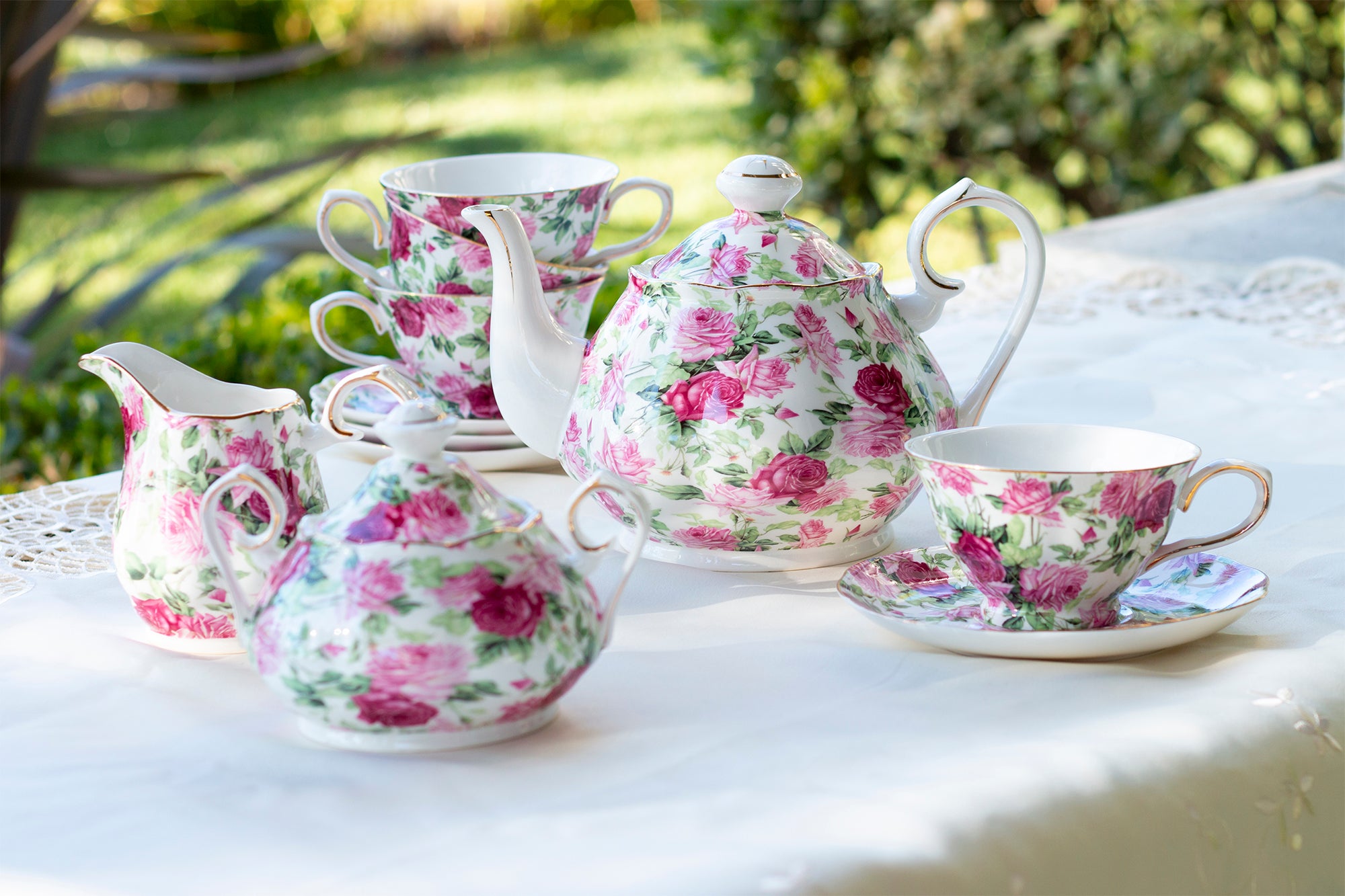 Brand New NEW GRACE'S 2 PC SET VICTORIAN ROSE good TEA SET