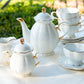white gold tea set sugar creamer teapot cup saucer