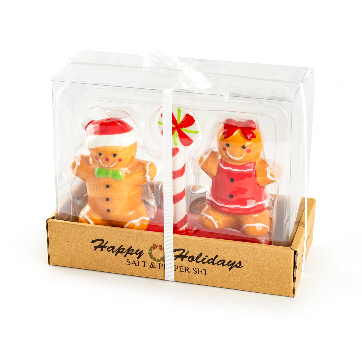 Gift Boxed Gingerbread Figurine Salt and Pepper Shaker Set Potter's Studio