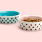 6.25" Organic Blue Dots Heavy Weight Ceramic Pet Bowl