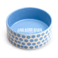 7" Blue Dots Heavy Weight Ceramic Pet Bowl