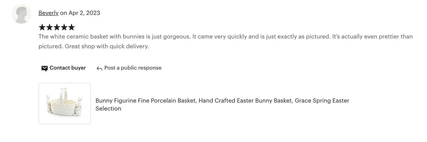 Bunny Figurine Fine Porcelain Basket