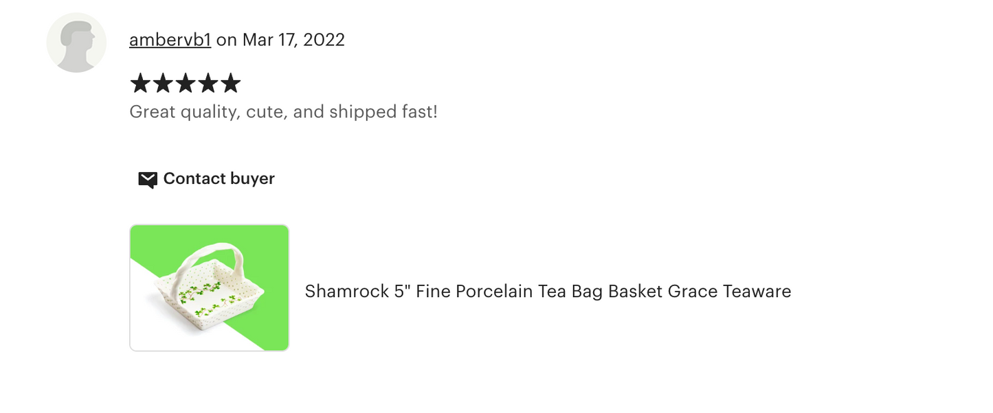 Shamrock 5" Fine Porcelain Tea Bag Basket