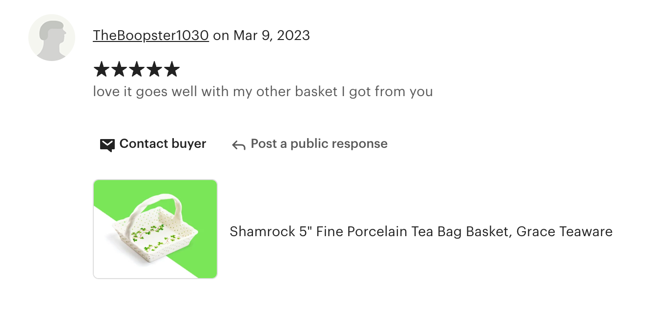 Shamrock 5" Fine Porcelain Tea Bag Basket