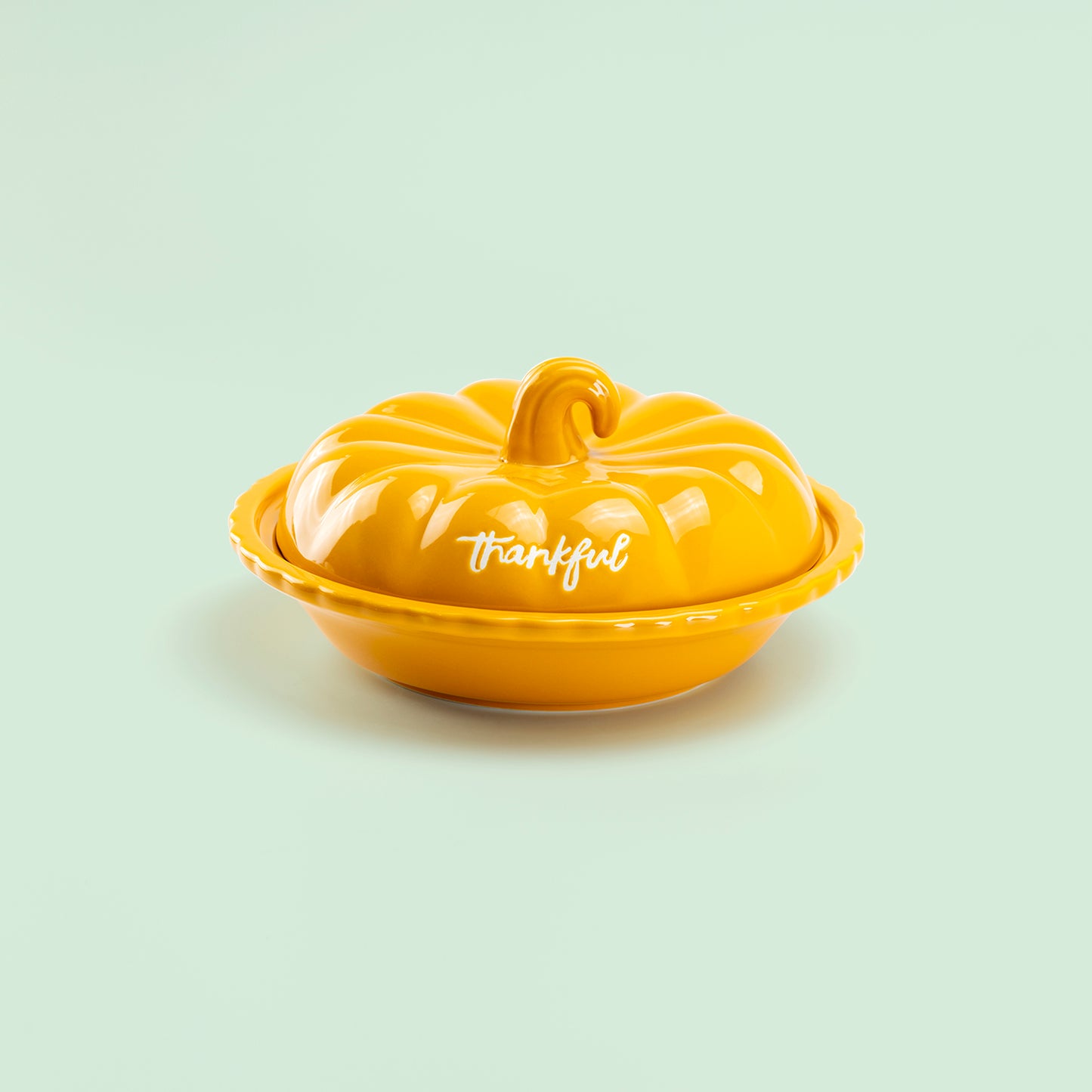 yellow pumpkin pie serve dish