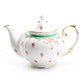 Grace Teaware Rose with Green Accent Fine Porcelain Teapot