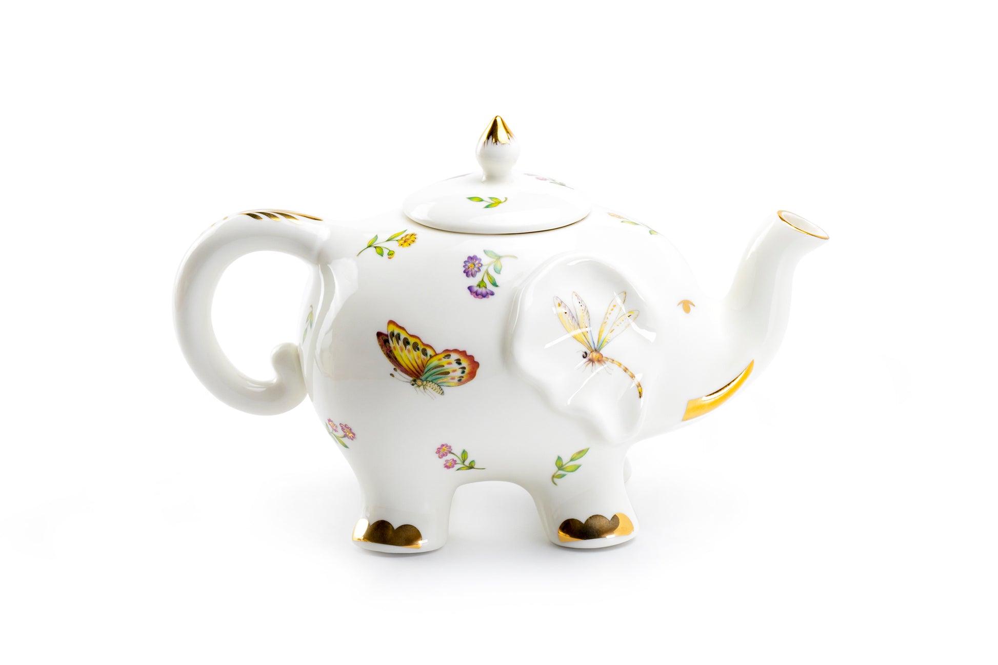 Grace Teaware Flower Garden Dragonfly Butterfly Elephant Fine Porcelain Teapot