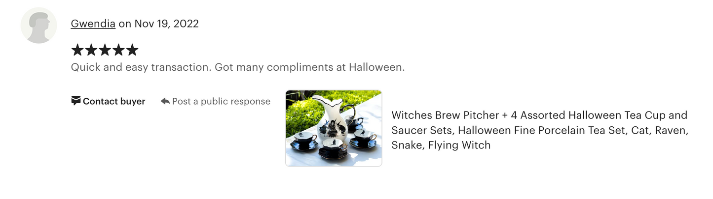 Witches Brew Pitcher + 4 Assorted Halloween Tea Cup and Saucer Sets - Ver. A